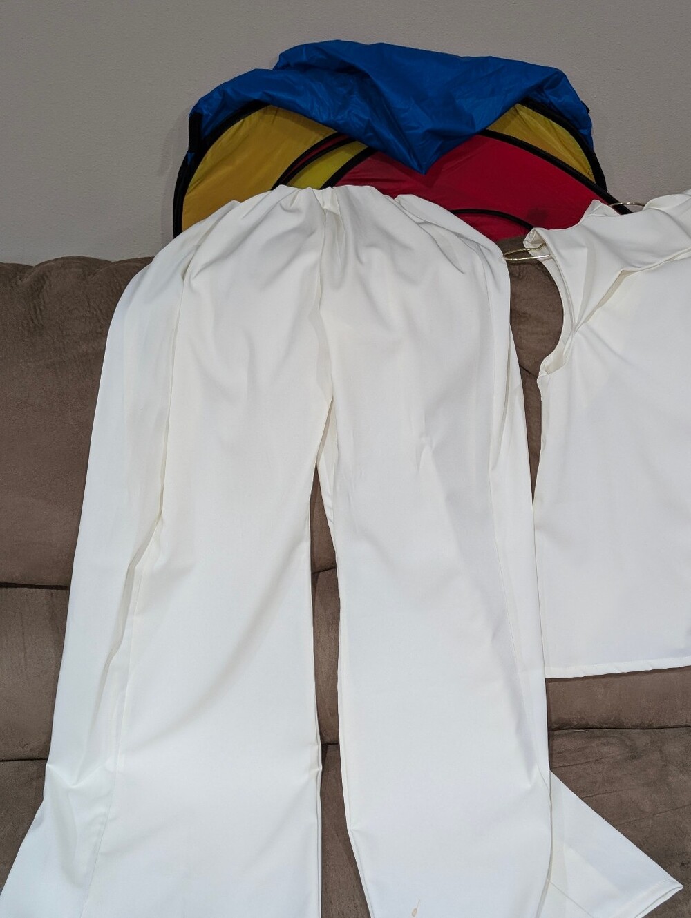 Cream Wide-Leg Pants and Sleeveless Top Set - Cream